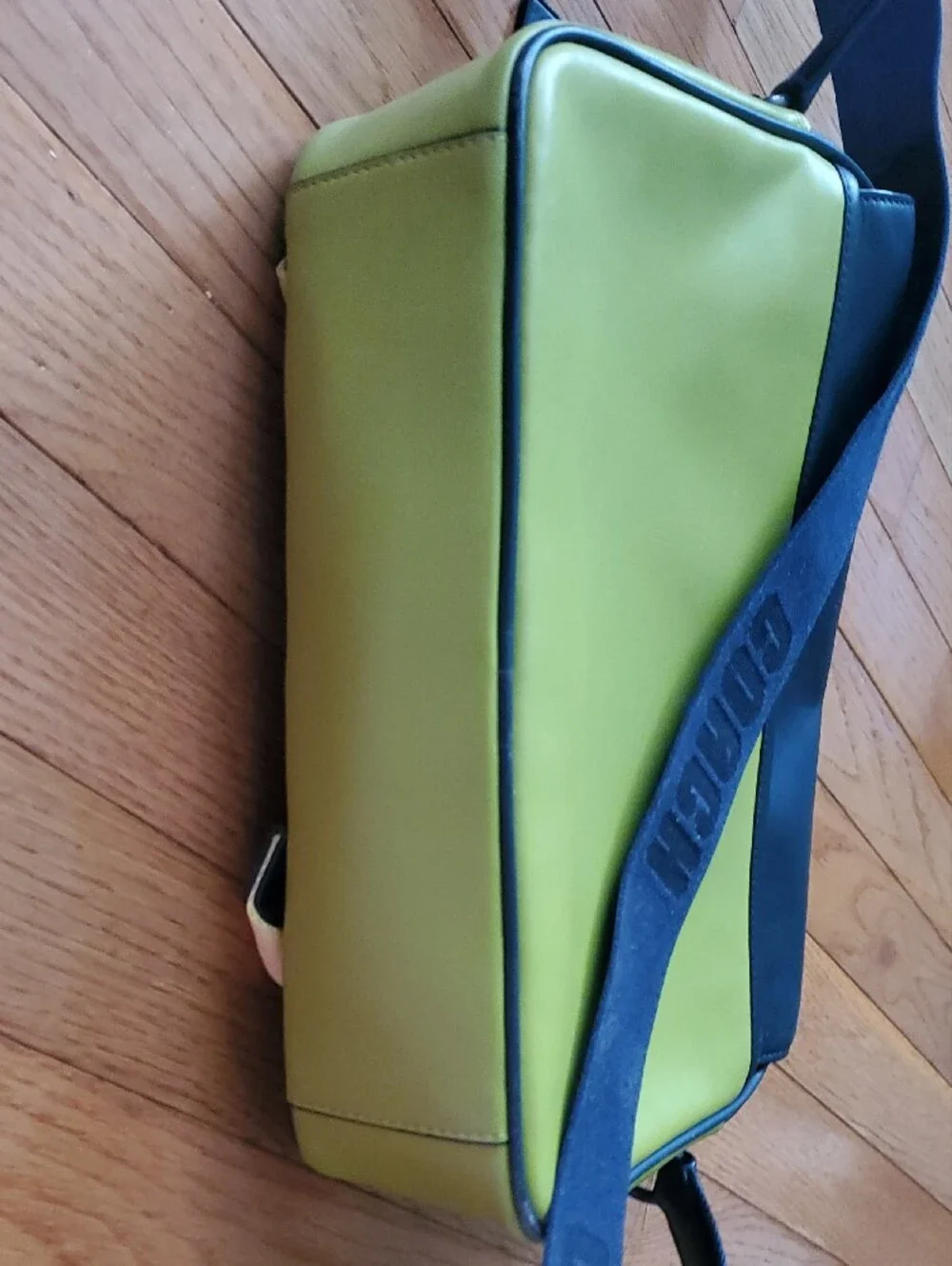 Coach Messenger Bag in Navy and Lime